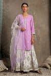 Buy_Maison Shefali_Purple Cotton Round Printed Kurta And Sharara Set _at_Aza_Fashions