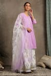 Maison Shefali_Purple Cotton Round Printed Kurta And Sharara Set _Online_at_Aza_Fashions
