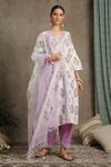Buy_Maison Shefali_White Cotton V Neck Floral Print Kurta Set _at_Aza_Fashions