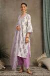 Shop_Maison Shefali_White Cotton V Neck Floral Print Kurta Set _at_Aza_Fashions