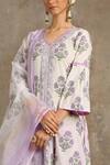 Shop_Maison Shefali_White Cotton V Neck Floral Print Kurta Set _Online_at_Aza_Fashions
