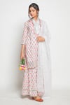 Maison Shefali_White Cotton Gota Work Printed Kurta Sharara Set _Online_at_Aza_Fashions