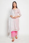 Maison Shefali White Kota Doria Hand Block Printed Kurta Set Online at Aza Fashions Maison Shefali_White Kota Doria Hand Block Printed Kurta Set _Online_at_Aza_Fashions