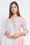 Maison Shefali White Kota Doria Hand Block Printed Kurta Set at Aza Fashions Maison Shefali_White Kota Doria Hand Block Printed Kurta Set _at_Aza_Fashions