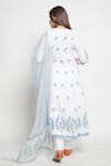 Shop_Maison Shefali_Blue Kota Doria Printed Flared Kurta With Dupatta _at_Aza_Fashions