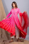 Buy_Maison Shefali_Pink Cotton Embroidered Anarkali With Dupatta _at_Aza_Fashions