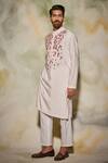 Shop_Diyarajvvir_Pink Cotton Silk Striped Kurta _at_Aza_Fashions