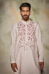 Diyarajvvir_Pink Cotton Silk Striped Kurta _Online_at_Aza_Fashions