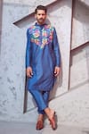 Buy_Diyarajvvir_Blue Cotton Silk Circle Embroidered Kurta _at_Aza_Fashions