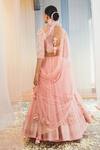 Shop_Madzin_Pink Silk Lining Shantoon Round Lehenga Set _at_Aza_Fashions