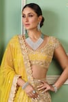 Ritika Mirchandani_Yellow Crepe Silk Embroidery Bead Leaf Geometric Bridal Lehenga Set _Online_at_Aza_Fashions