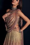 Tarun Tahiliani_Beige Tulle Embroidered Lehenga Set _Online_at_Aza_Fashions