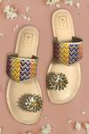 Shop_Sandalwali_Multi Color Embroidered Floral Sandals _at_Aza_Fashions
