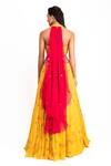 Shop_Prevasu_Yellow Georgette, Dupatta Sash Chiffon Zardozi Printed Lehenga With Blouse _at_Aza_Fashions