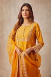 Ajiesh Oberoi Yellow Organza, Chanderi Round Kurta Gharara Set Online at Aza Fashions Ajiesh Oberoi_Yellow Organza, Chanderi Round Kurta Gharara Set _Online_at_Aza_Fashions