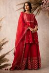 Buy_Ajiesh Oberoi_Red Chanderi Round Kurta Gharara Set _at_Aza_Fashions