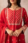 Buy_Ajiesh Oberoi_Red Chanderi Round Kurta Gharara Set _Online_at_Aza_Fashions