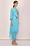 Naintara Bajaj_Blue Asymmetric Hand Embellished Dress_Online_at_Aza_Fashions