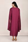 Shop_Khwaab by Sanjana Lakhani_Pink Rebella Silk Slit Sleeve Dress_at_Aza_Fashions