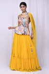 Buy_Arihant Rai Sinha_Multi Color Art Silk Printed Floral Round Peplum Choli Lehenga Set _at_Aza_Fashions