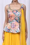 Shop_Arihant Rai Sinha_Multi Color Art Silk Printed Floral Round Peplum Choli Lehenga Set _Online_at_Aza_Fashions