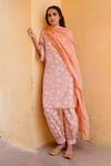 Buy_Gulabo Jaipur_Peach Cotton Floral Round Print Kurta Set_at_Aza_Fashions