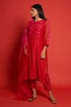 Shop Priti Prashant Pink Cotton Silk Mul And Organza Floral Print & Sequin Marigold Kurta Pant Set Online at Aza Fashions Shop_Priti Prashant_Pink Cotton Silk Mul And Organza Floral Print & Sequin Marigold Kurta Pant Set _Online_at_Aza_Fashions