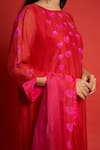 Priti Prashant Pink Cotton Silk Mul And Organza Floral Print & Sequin Marigold Kurta Pant Set at Aza Fashions Priti Prashant_Pink Cotton Silk Mul And Organza Floral Print & Sequin Marigold Kurta Pant Set _at_Aza_Fashions