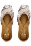 Buy_House of Vian_Grey Crepe Floral Embellished Juttis_at_Aza_Fashions