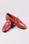 Shop Bridlen Maroon Penny Loafer Shoes at Aza Fashions Shop_Bridlen_Maroon Penny Loafer Shoes _at_Aza_Fashions