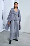 Buy_Urvashi Kaur_Grey Organic Cotton Pleated Palazzo _at_Aza_Fashions