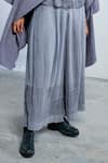 Shop_Urvashi Kaur_Grey Organic Cotton Pleated Palazzo _at_Aza_Fashions