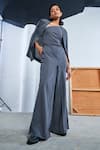 Buy_Urvashi Kaur_Grey Organic Cotton Asymmetric One Shoulder Jumpsuit  _at_Aza_Fashions