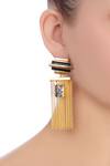 Shop_Masaya Jewellery_Black Stone Embedded Chain Earrings _at_Aza_Fashions