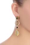 Shop_Masaya Jewellery_Black Stones Embellished Drops_at_Aza_Fashions