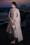 Buy_MATSYA_Grey Chanderi Silk Round Kurta Gharara Set  _at_Aza_Fashions