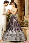 Shop_Matsya_Wine Velvet Floral Pattern, Forest Scoop Neck Royal Masai Embellished Gown _at_Aza_Fashions