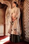Buy_MATSYA_Beige Chanderi Silk Woven And Embroidery Thread Notched Kurta Set _at_Aza_Fashions