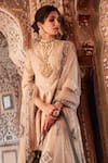 Shop_MATSYA_Beige Chanderi Silk Woven And Embroidery Thread Notched Kurta Set _at_Aza_Fashions