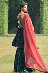 Shop_Matsya_Black Chanderi Silk Embroidered Kurta And Sharara Set  _at_Aza_Fashions