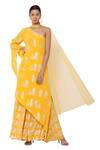 Buy_Masaba_Yellow Crepe On E Shoulder Kurta And Palazzo Set_at_Aza_Fashions