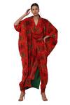 Buy_Masaba_Red Crepe Printed Jacket Dhoti Pant Set_at_Aza_Fashions