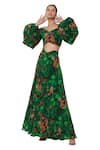 Shop_Masaba_Green Crepe Printed Lehenga Set_Online_at_Aza_Fashions