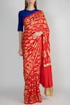 Buy_Masaba_Blue Chanderi Printed Saree_at_Aza_Fashions