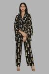 Buy_Masaba_Black Crepe V Neck Printed Tunic And Pant Set_at_Aza_Fashions