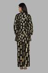 Shop_Masaba_Black Crepe V Neck Printed Tunic And Pant Set_at_Aza_Fashions