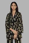 Shop_Masaba_Black Crepe V Neck Printed Tunic And Pant Set_Online_at_Aza_Fashions