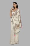 Buy_Masaba_White Chanderi Printed Saree _at_Aza_Fashions