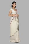 Masaba_White Chanderi Printed Saree _Online_at_Aza_Fashions