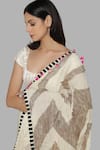 Masaba_White Chanderi Printed Saree _at_Aza_Fashions